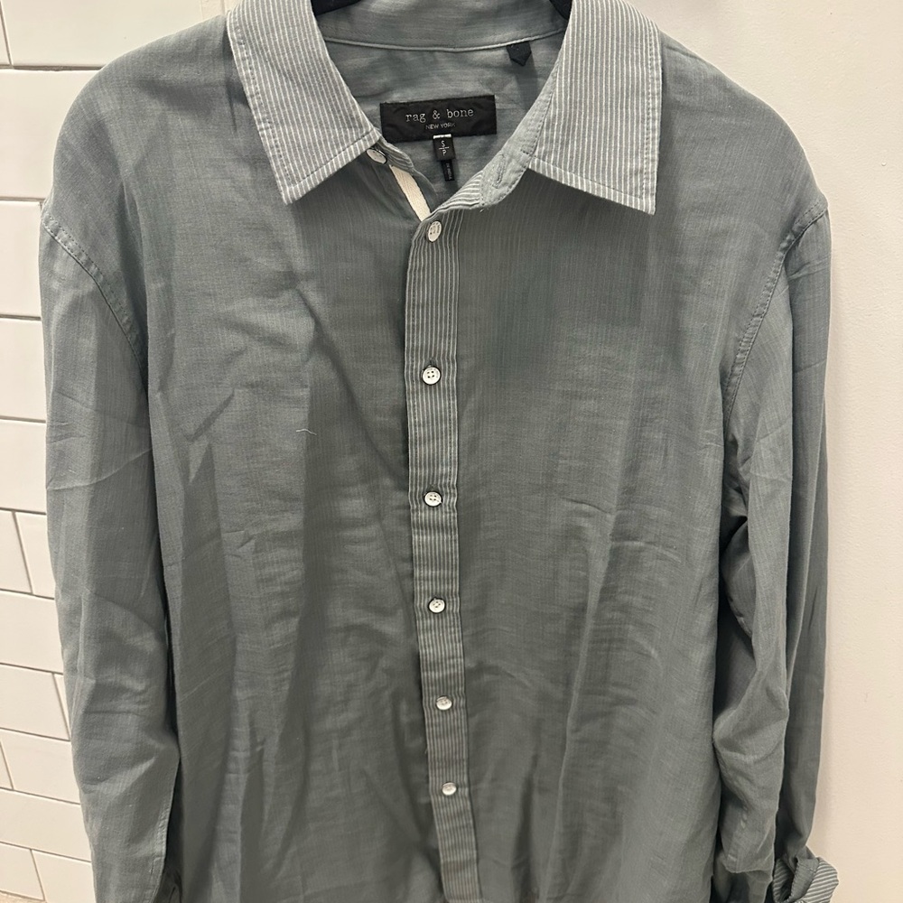 rag & bone Men's Button Down Gray Shirt